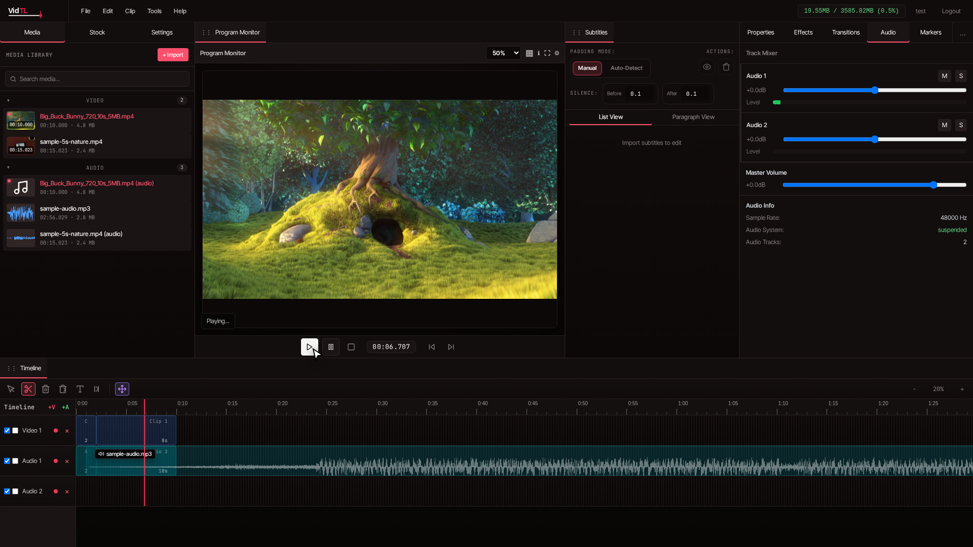 Export video dialog with caption settings and render progress